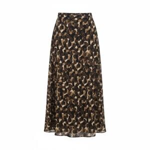 Reversible Leopard Cheetah Print Midi Skirt Animal Print Brown XL Work Office